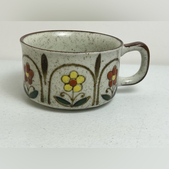 VTG Otagiri Flower Speckled Stoneware Soup Chili Coffee Mug Cup MCM - Picture 1 of 10
